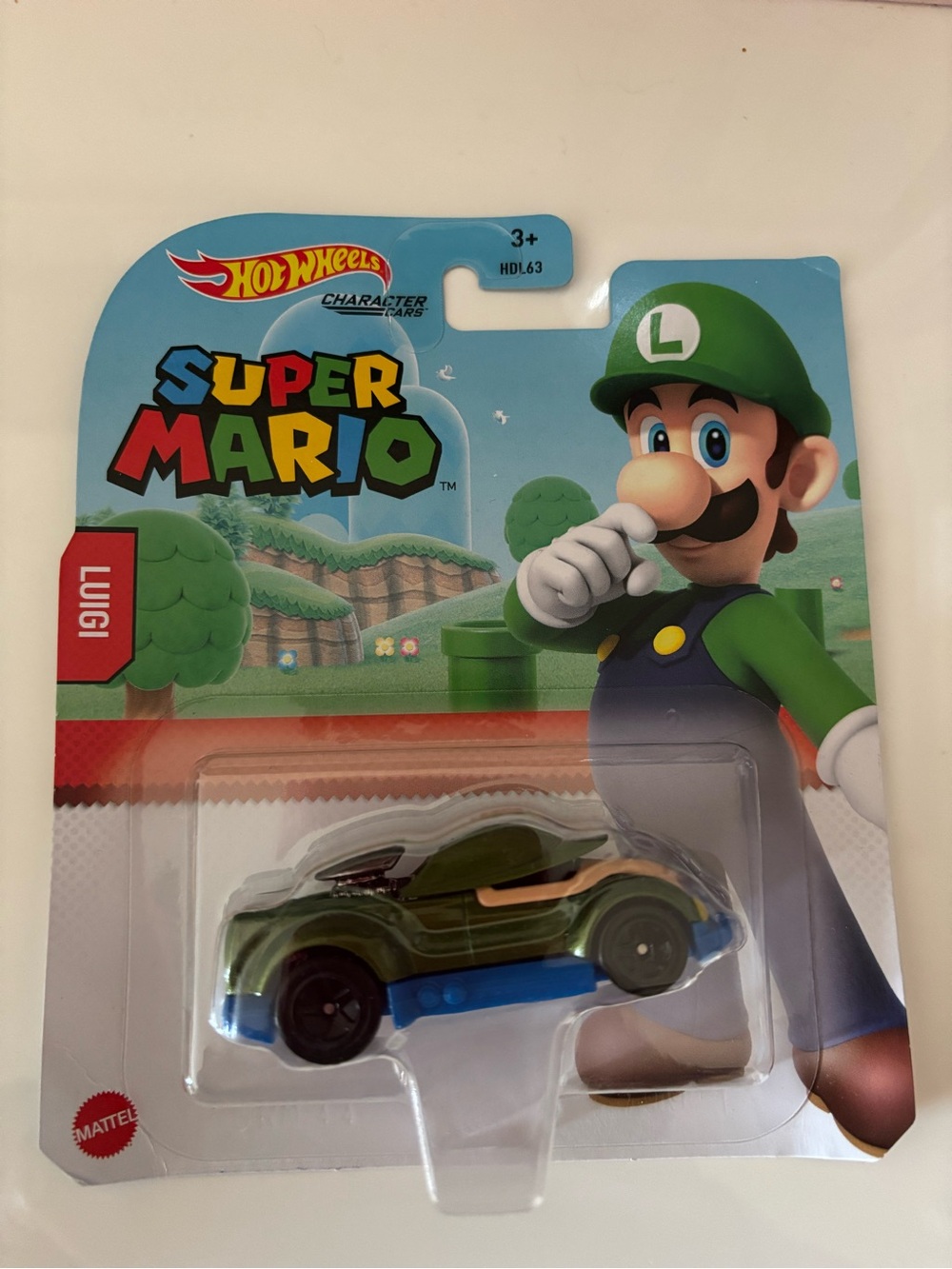 Mattel Hot Wheels Super Mario Luigi Green & Blue Character Car